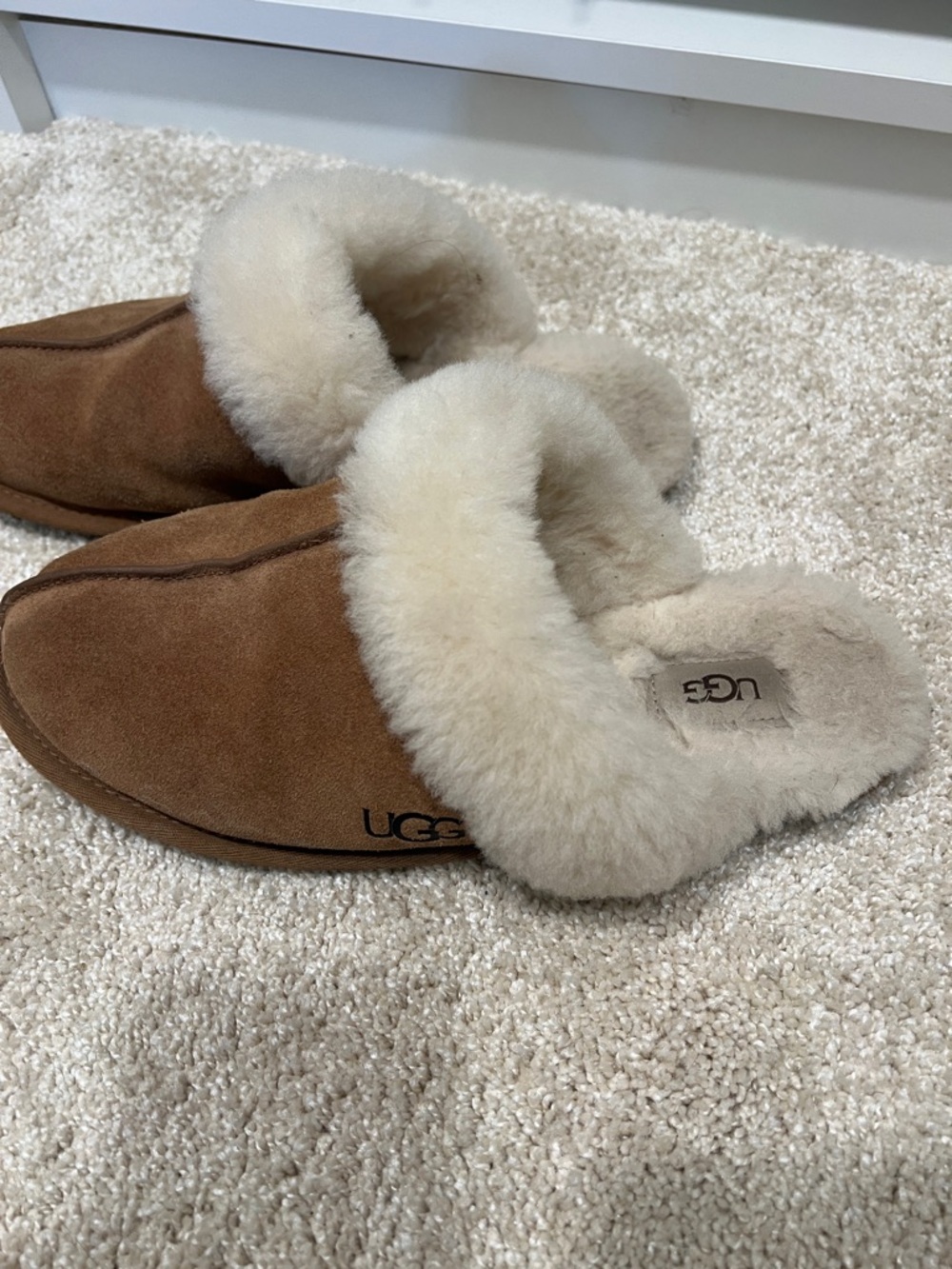 UGG Women's Chestnut Suede Mule Slippers with Cream Shearling